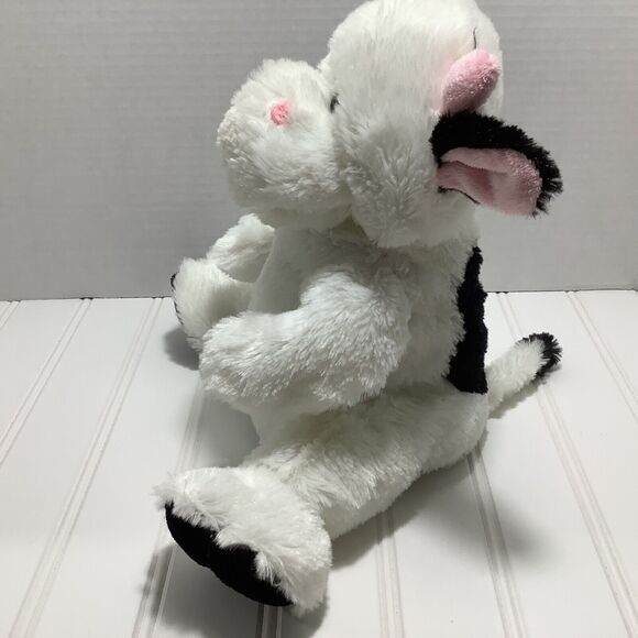 KellyToy White Cow Hand Puppet 9” Plush Black Ears, story time - Picture 3 of 8
